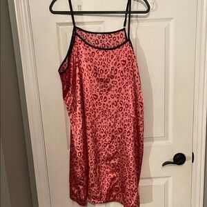 SHEIN Pink Leopard Satin Chemise
